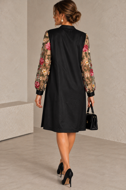Milena | Abito Elegante con Maniche Floreali