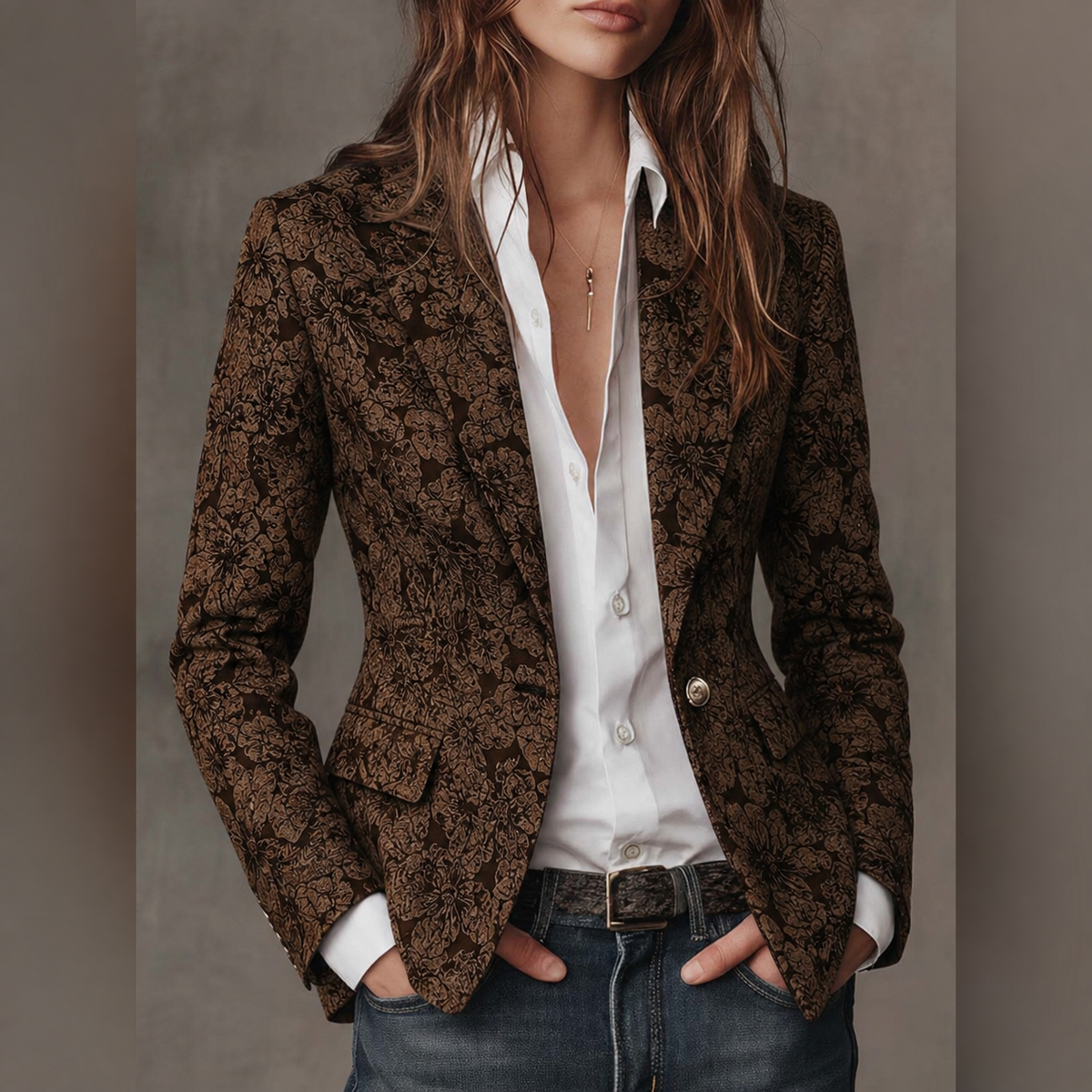 Odilia | Blazer Aderente con Motivo a Texture