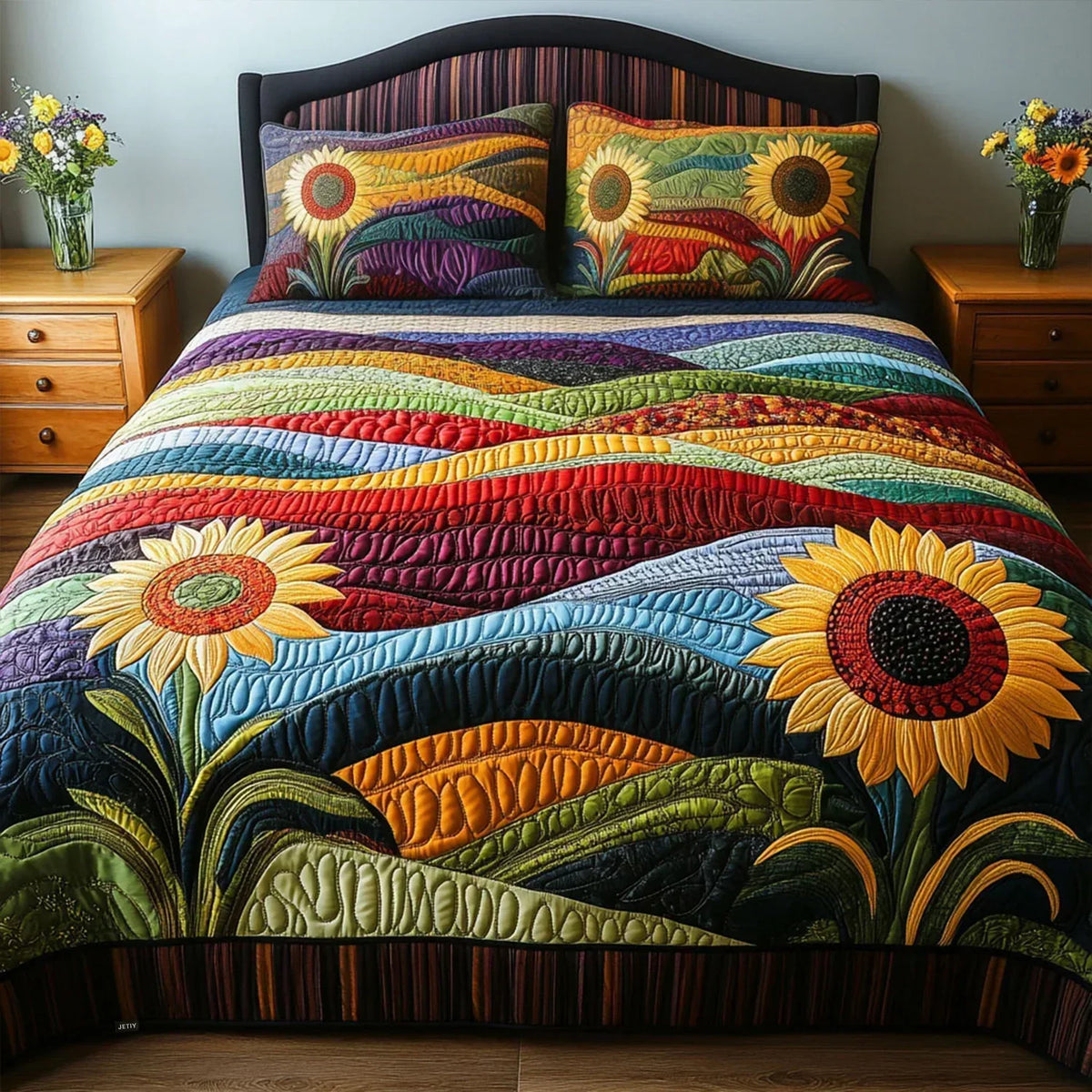 Sogno di Girasoli | Set Copriletto Trapuntato 3 Pezzi