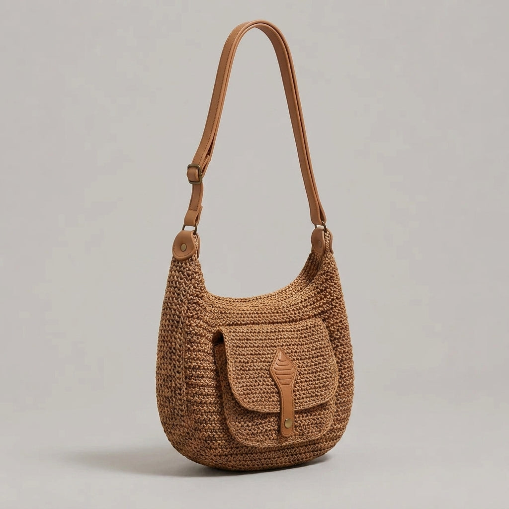 Chiara | Borsa a Spalla Intrecciata Marrone per Tutti i Giorni