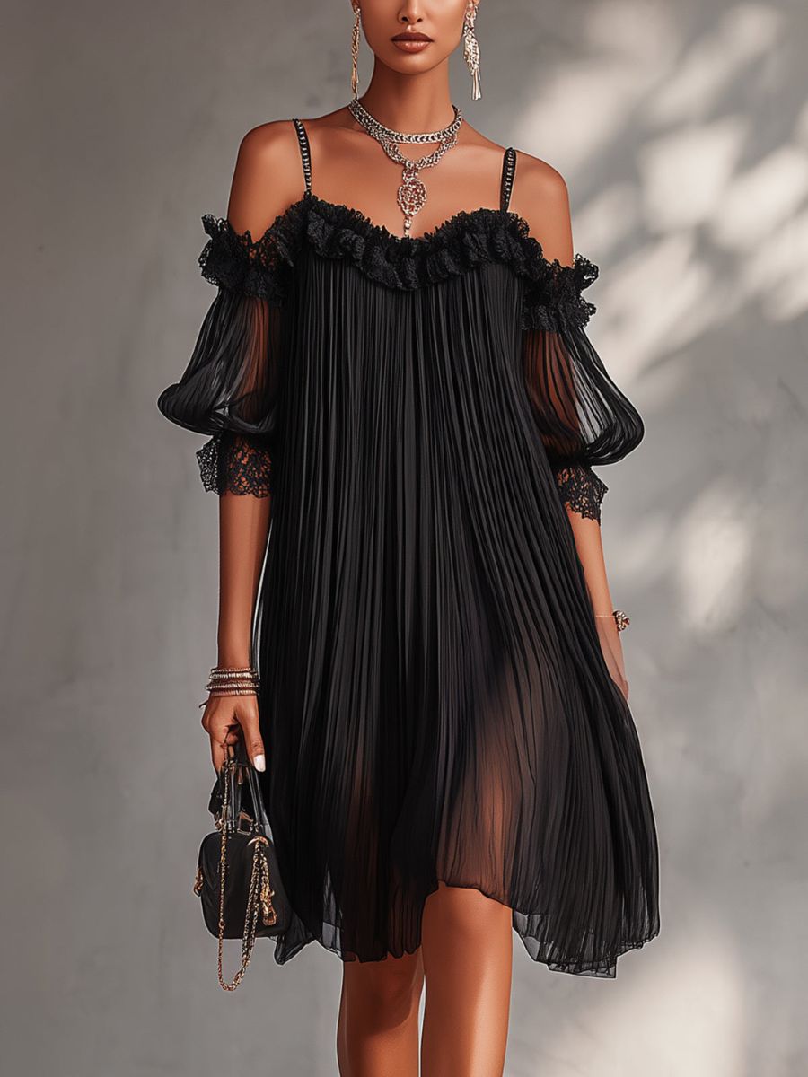 Lorena | Minivestito nero in mussola