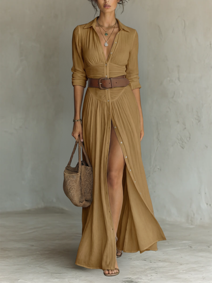 Ava | Abito Maxi con Collo a Revers