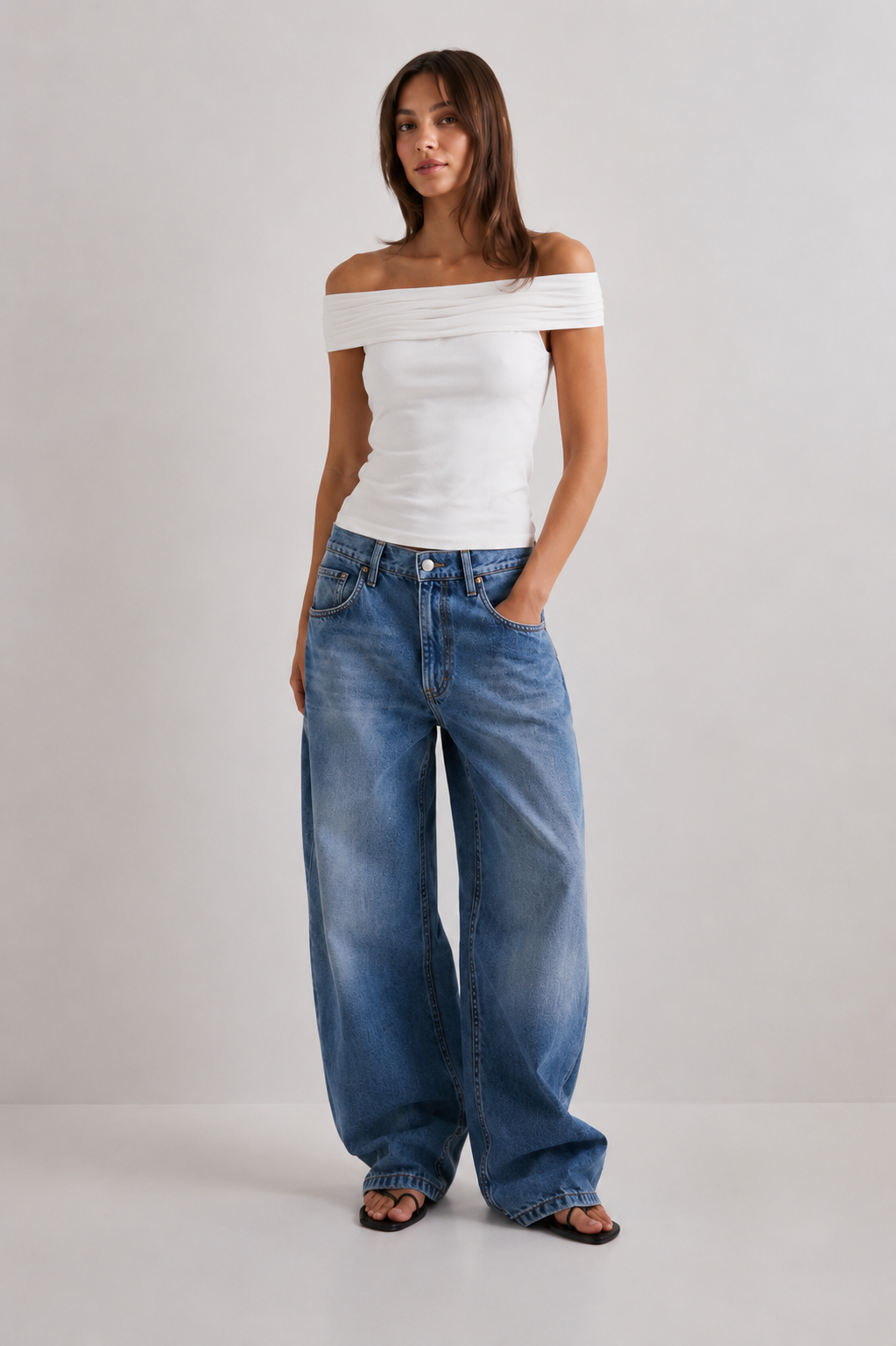 Amelia | Top Bardot drappeggiato
