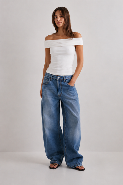 Amelia | Top Bardot drappeggiato