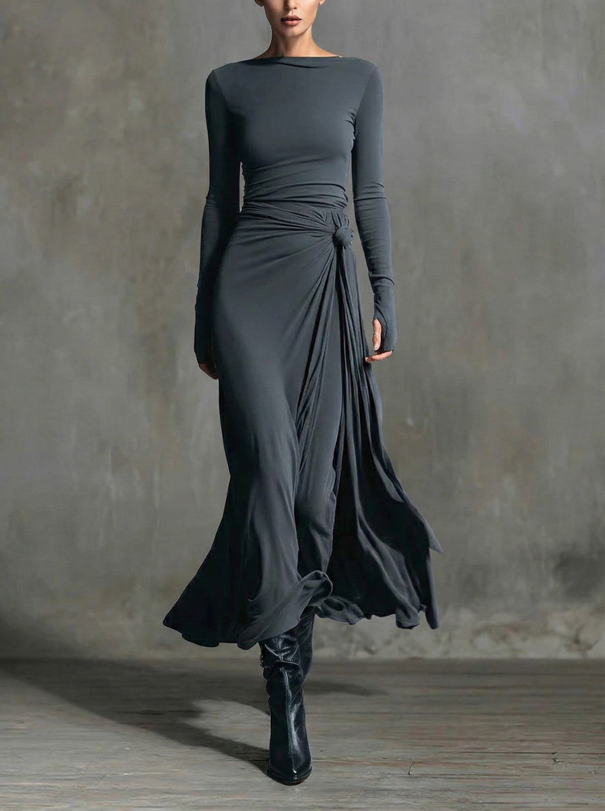 Naomi | Abito Maxi a Portafoglio con Fiocco Laterale