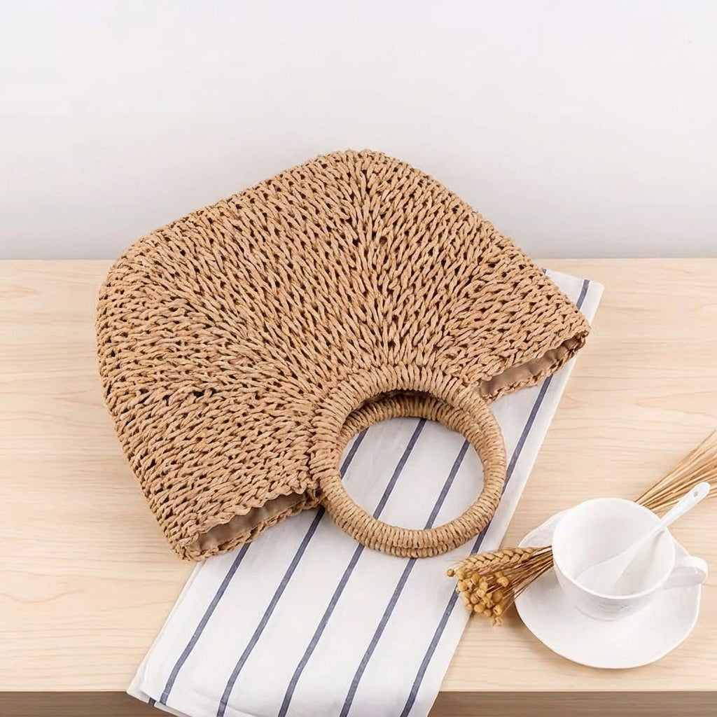 Serenella | Borsa a Mezzaluna Intrecciata Color Cognac