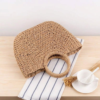 Serenella | Borsa a Mezzaluna Intrecciata Color Cognac