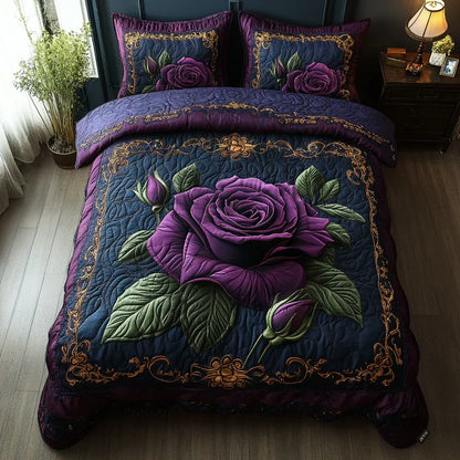 Rosa Viola | Set Copriletto Trapuntato 3 Pezzi