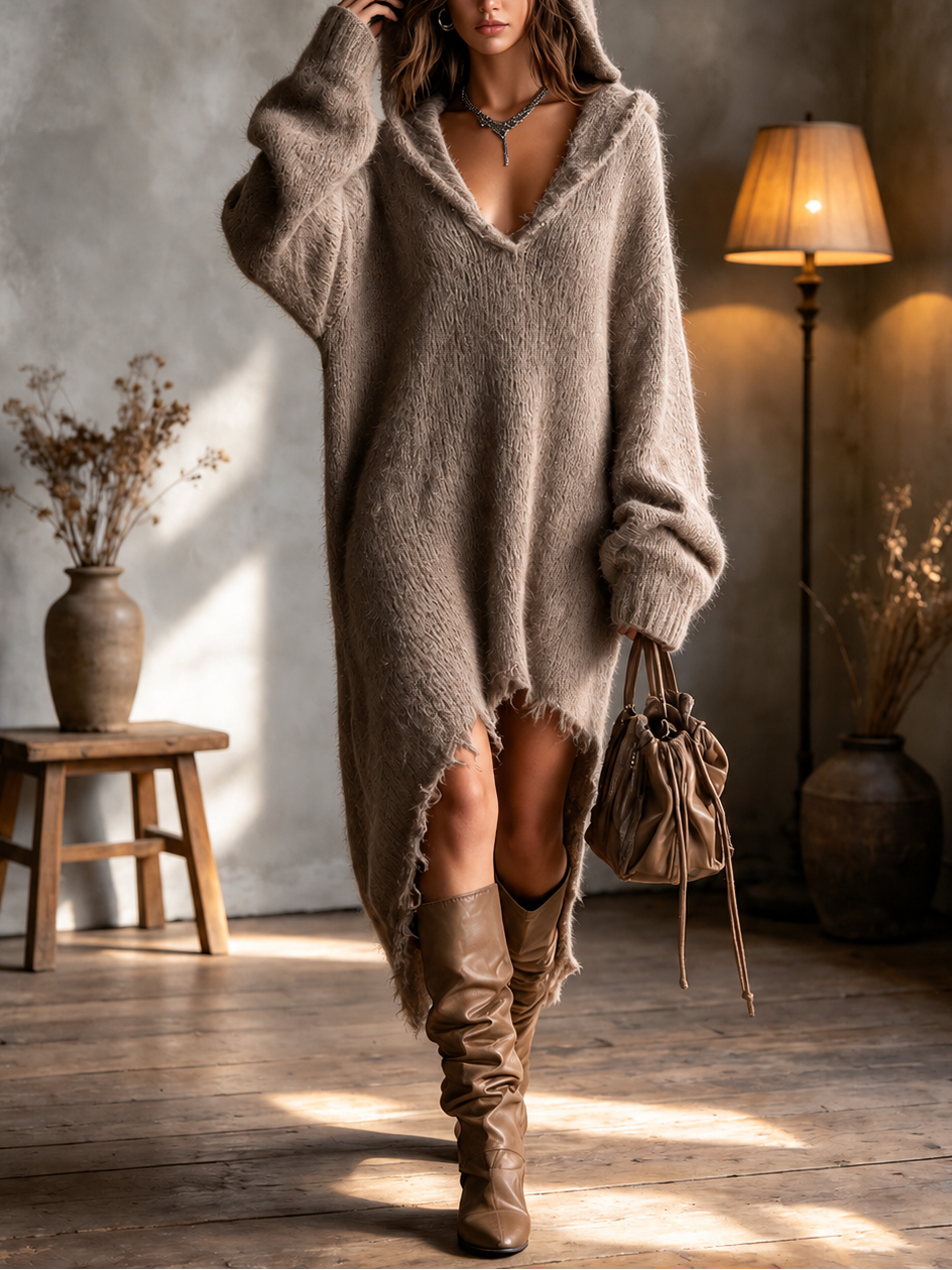 Marisol | Abito Midi Oversize con Cappuccio