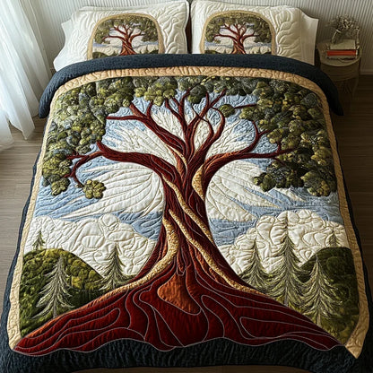 Albero della Vita | Set Copriletto Trapuntato 3 Pezzi