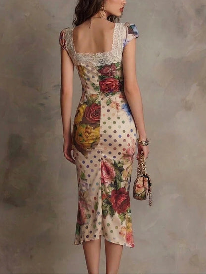 Adara | Abito Midi Aderente con Pizzo