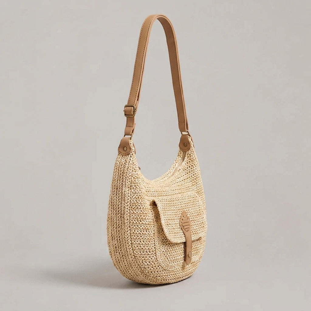 Valentina | Borsa a spalla intrecciata color beige per tutti i giorni