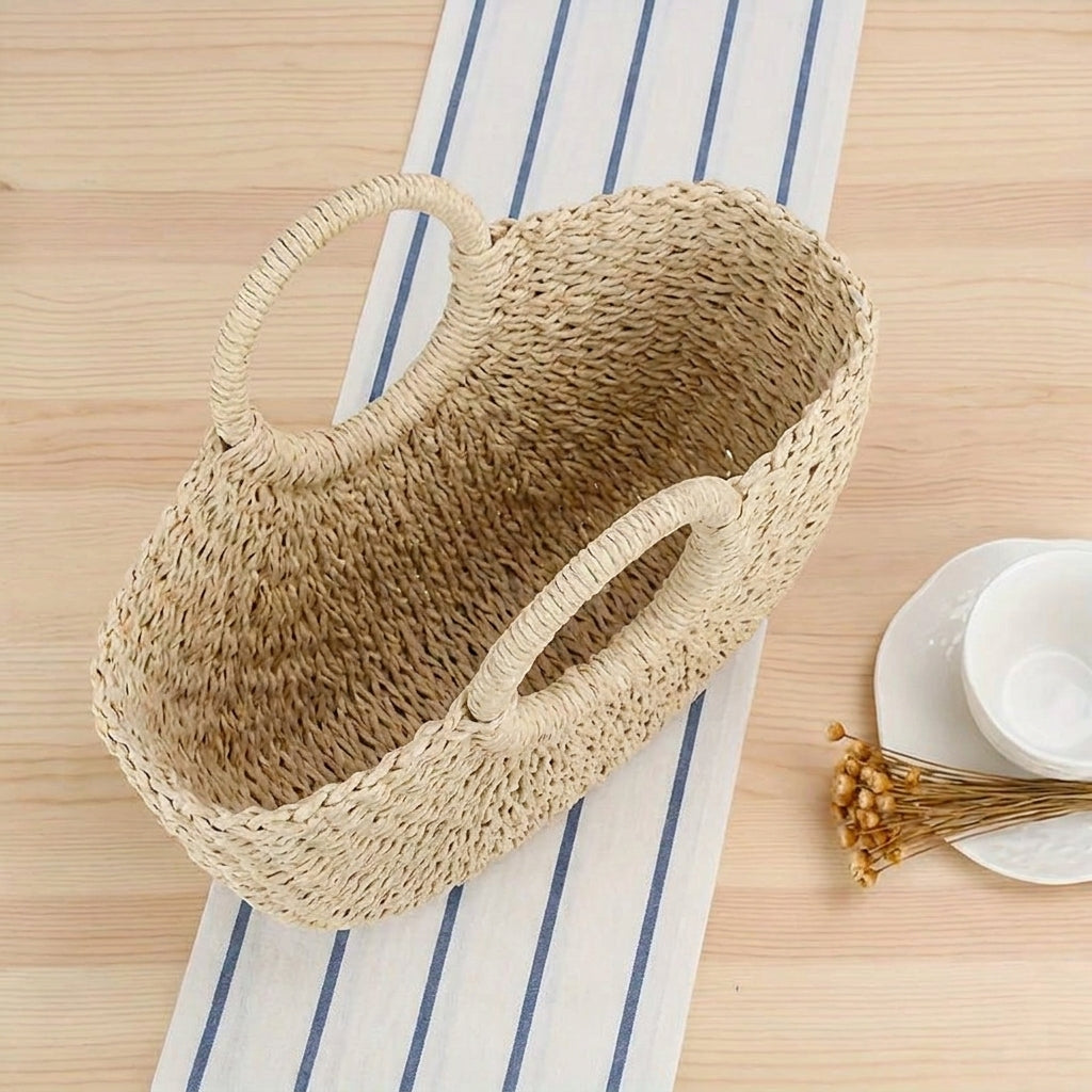Ottavia | Borsa a Mezzaluna Intrecciata - Beige Naturale
