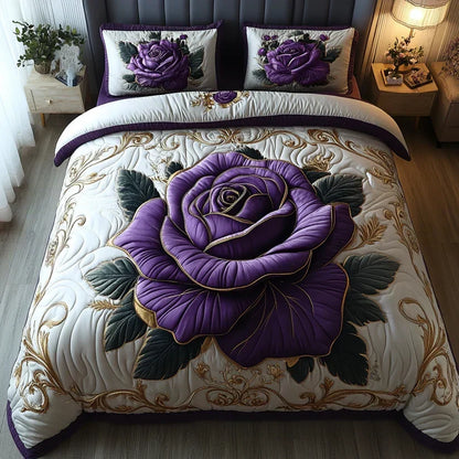 Rosa Viola | Set Copriletto Trapuntato 3 Pezzi