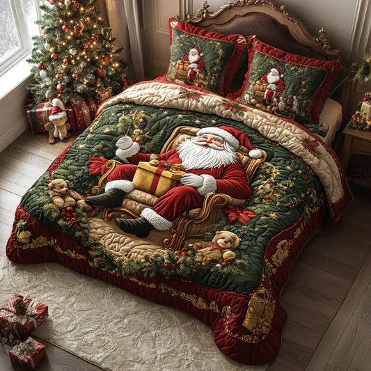 Natale di Babbo Natale | Set Copriletto Trapuntato 3 Pezzi