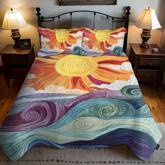 Gioia dei Raggi di Sole | Set Copriletto Trapuntato 3 Pezzi