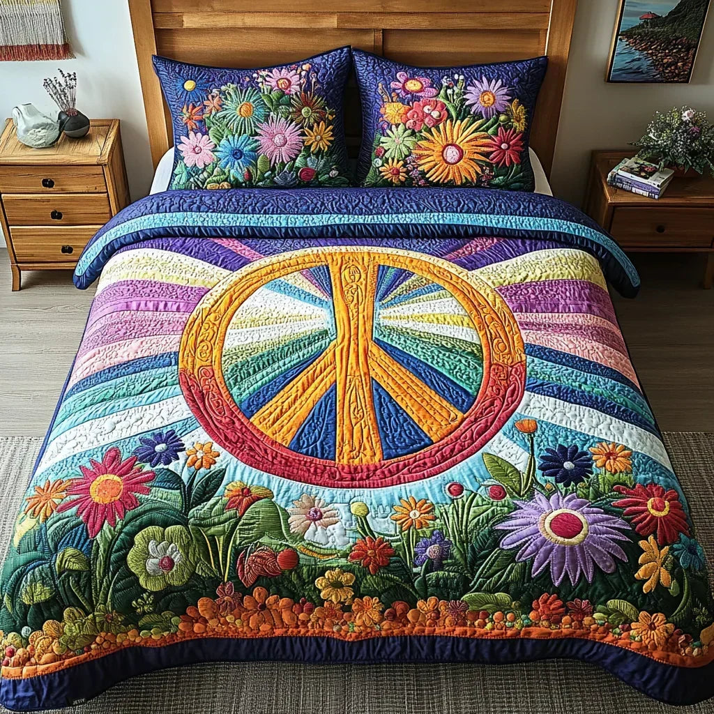 Pace e Fiori | Set Copriletto Trapuntato 3 Pezzi