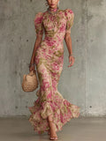 Vera | Abito Maxi Floreale Con Balze
