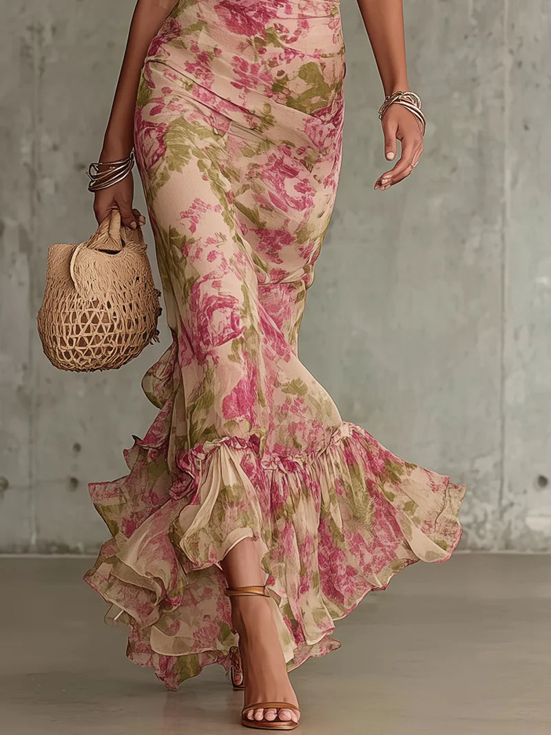 Vera | Abito Maxi Floreale Con Balze