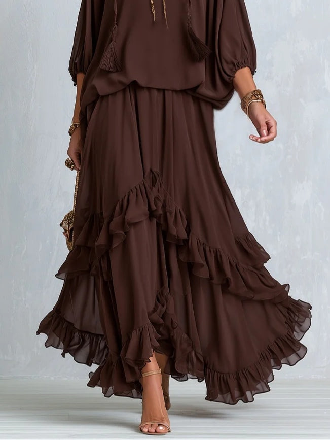 Ottilia | Abito Midi a Balze con Coulisse