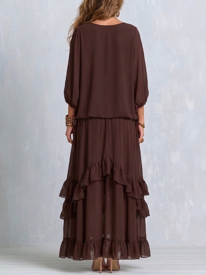 Ottilia | Abito Midi a Balze con Coulisse