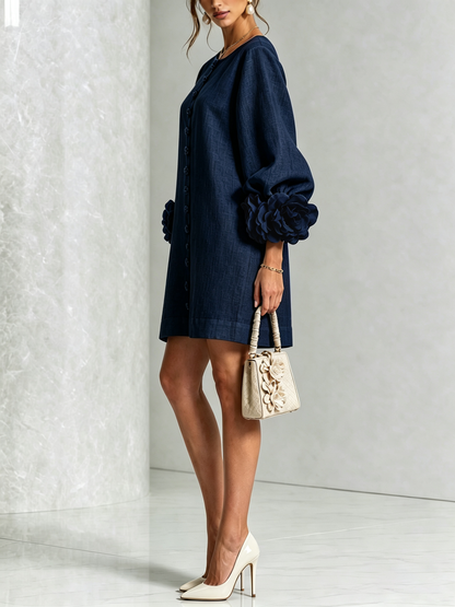 Amara | Abito Mini Elegante con Bottoni Floreali
