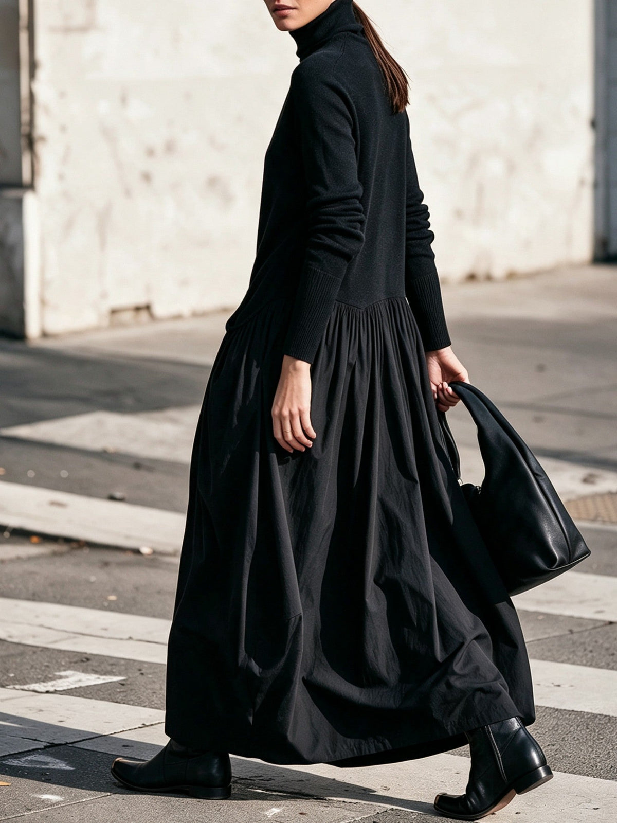 Odetta | Abito Maxi Oversize con Collo Alto