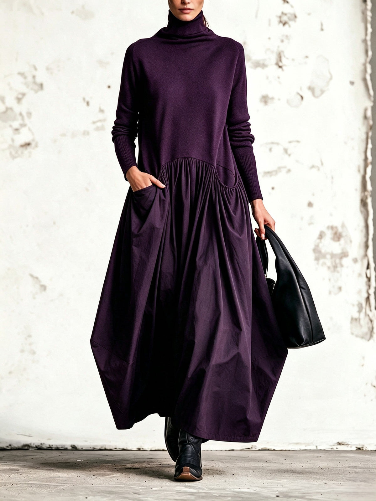 Odetta | Abito Maxi Oversize con Collo Alto