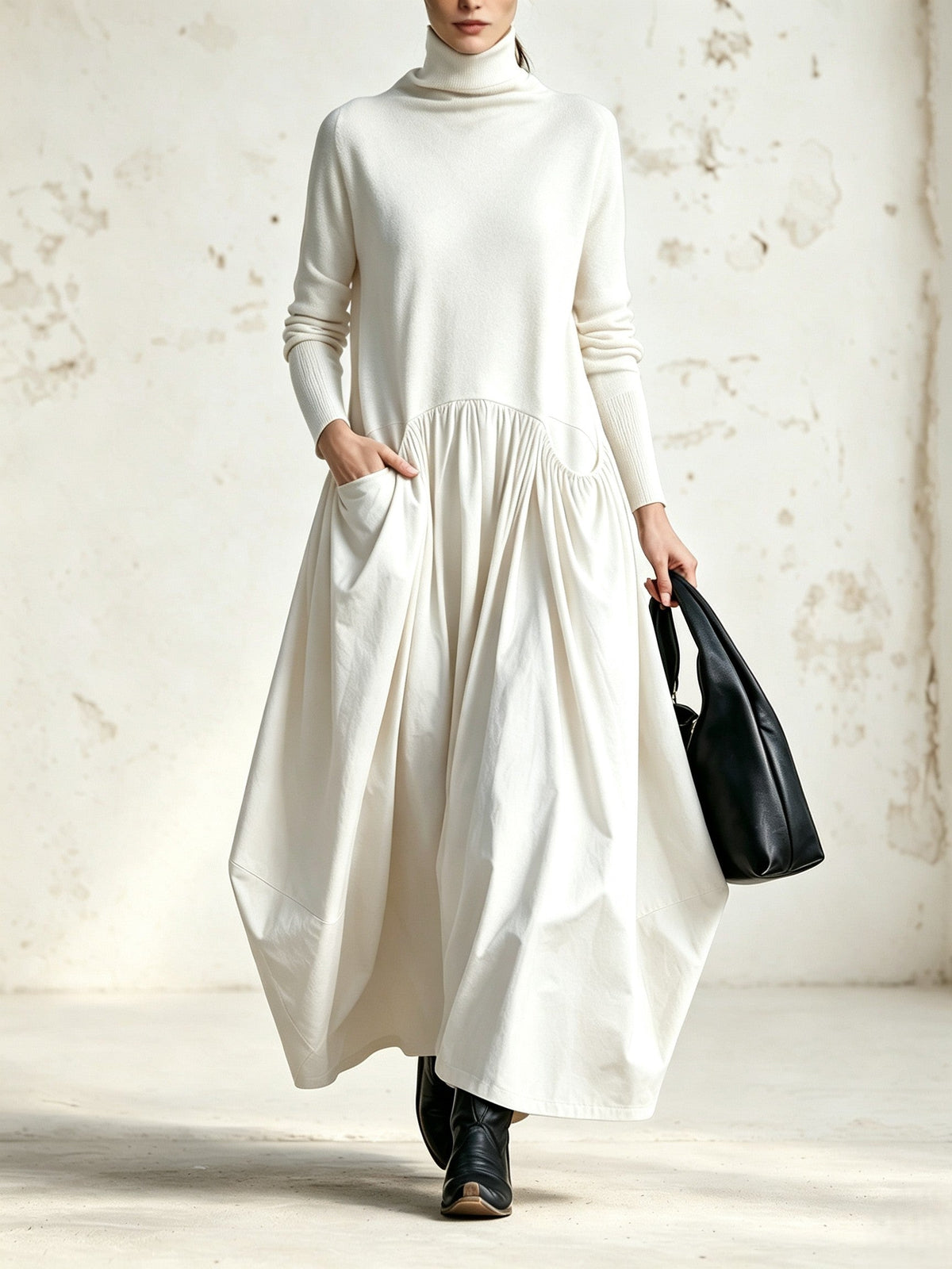 Odetta | Abito Maxi Oversize con Collo Alto