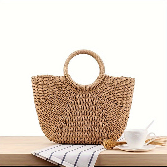 Serenella | Borsa a Mezzaluna Intrecciata Color Cognac