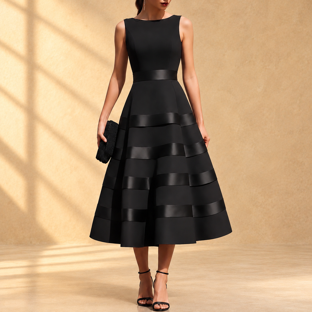 Annabella | Abito Midi Senza Maniche con Gonna Svasata