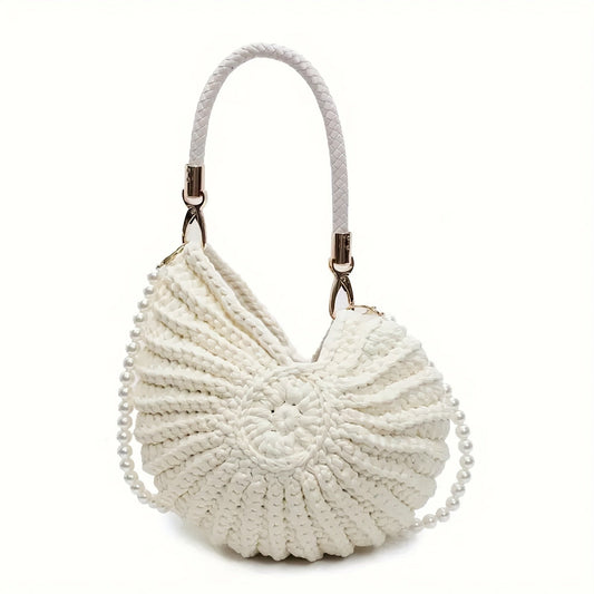 Tamara | Borsa Tote Intrecciata con Manico a Catena - Bianco Panna