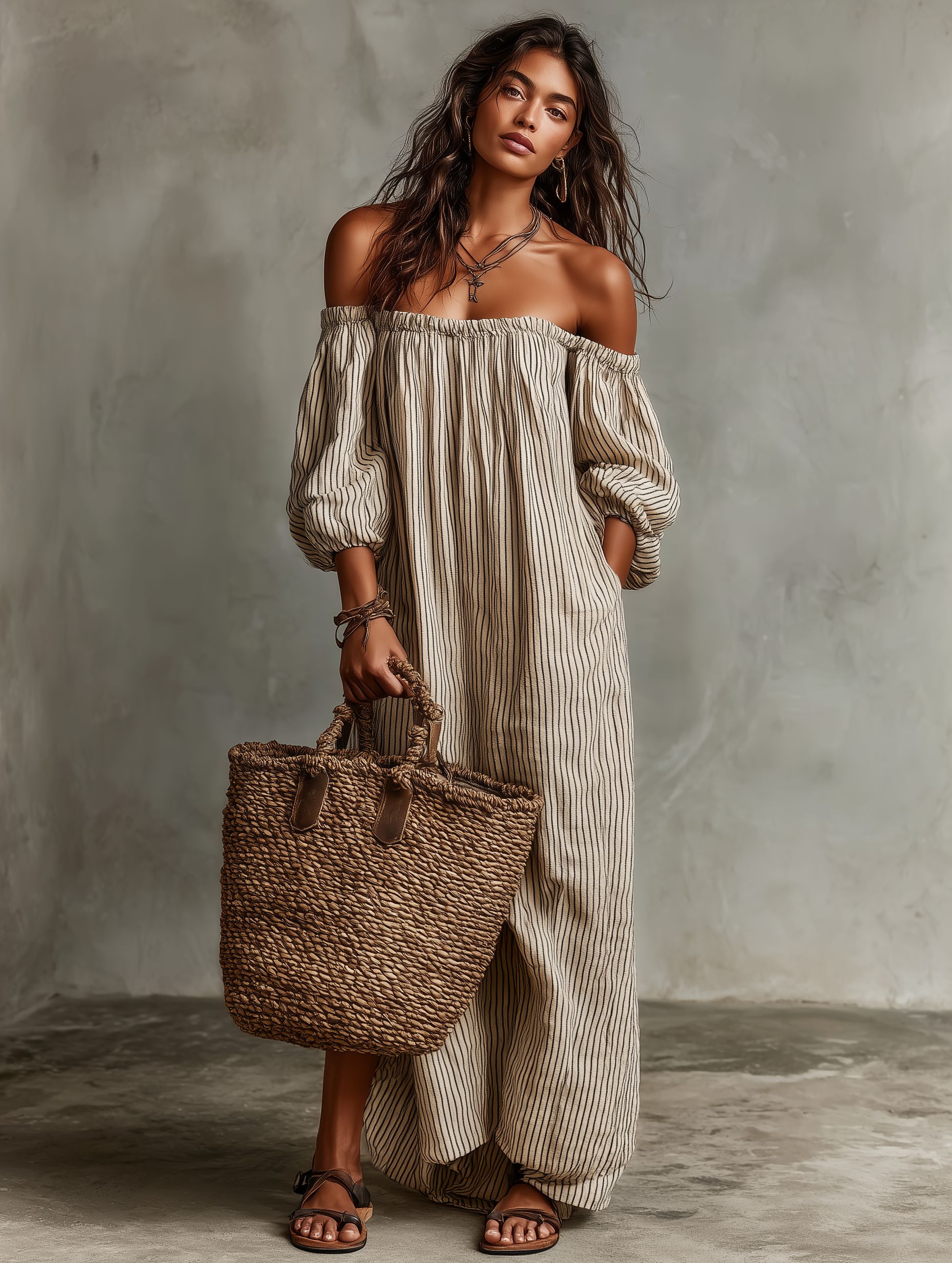 Carmen | Abito lungo con scollo che lascia le spalle scoperte