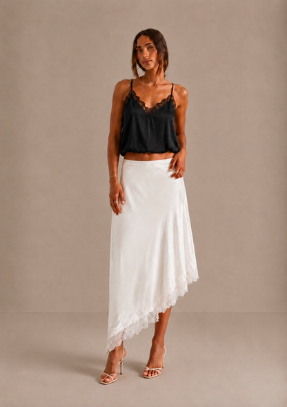 Martina | Gonna Midi Asimmetrica con Pizzo