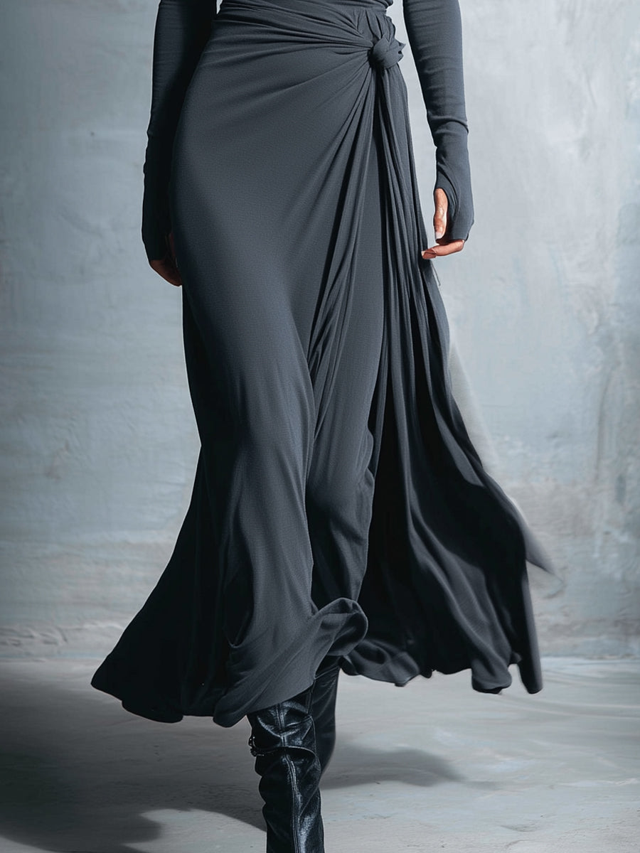 Naomi | Abito Maxi a Portafoglio con Fiocco Laterale