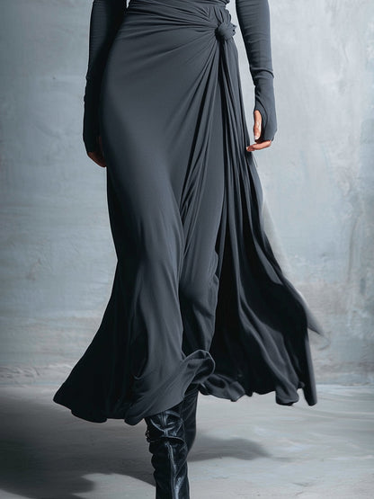 Naomi | Abito Maxi a Portafoglio con Fiocco Laterale