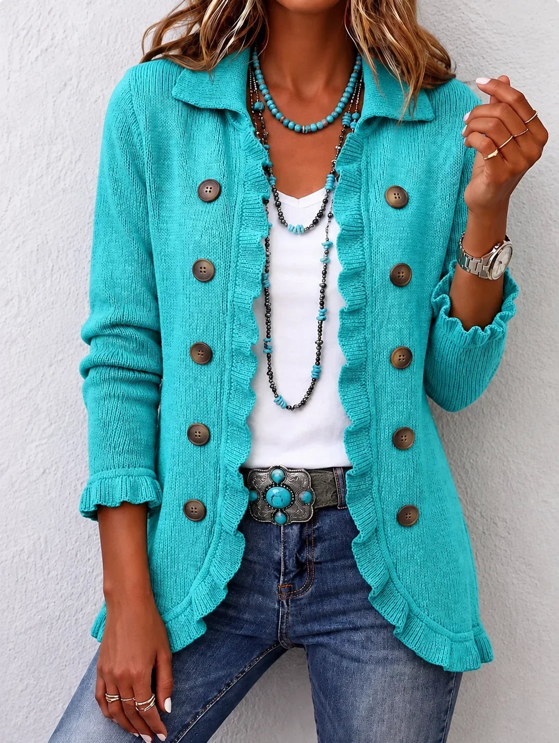 Perpetua | Giacca in Maglia Turchese