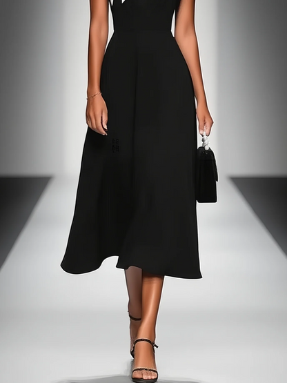 Arianna | Abito Midi con Scollo Quadrato e Maniche Colorblock