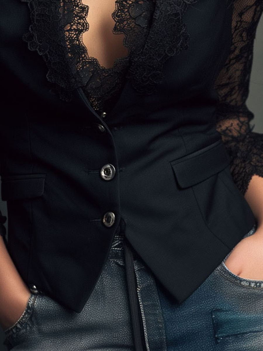 Vittorina | Blazer Elegante con Maniche Semi-Trasparenti