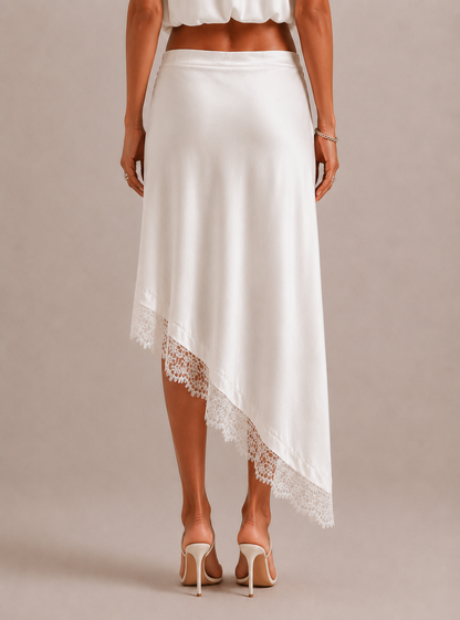 Martina | Gonna Midi Asimmetrica con Pizzo