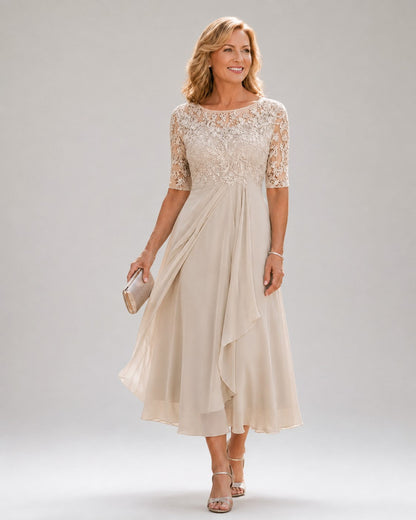 Benedetta | Abito Midi Elegante con Pizzo