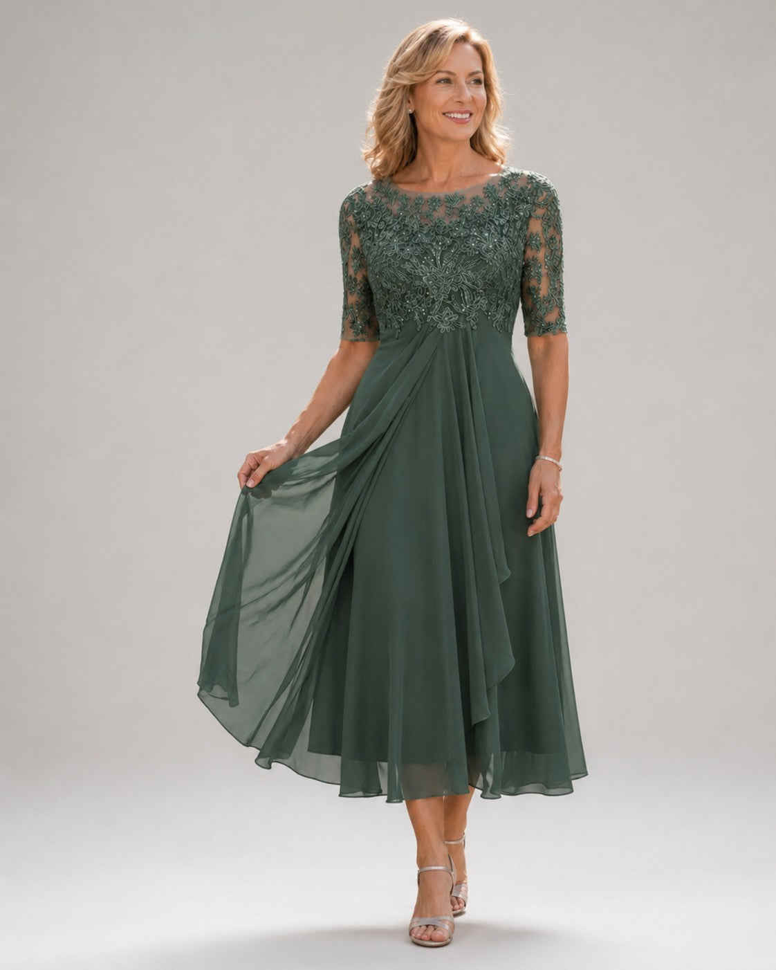 Benedetta | Abito Midi Elegante con Pizzo