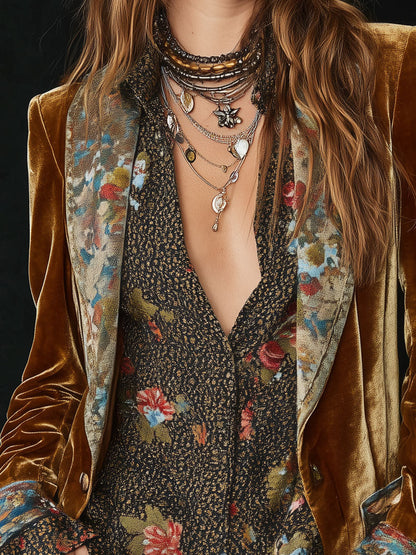 Marcellina | Blazer Marrone Patchwork Vintage
