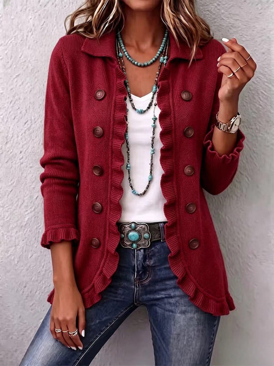 Eufemia | Giacca in Maglia Rosso Rubino