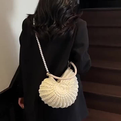 Tamara | Borsa Tote Intrecciata con Manico a Catena - Bianco Panna