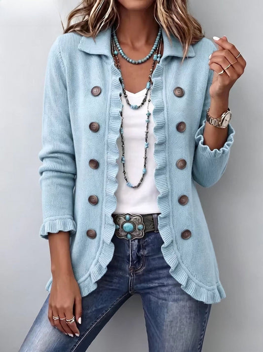 Serafina | Giacca in Maglia Azzurro Polvere
