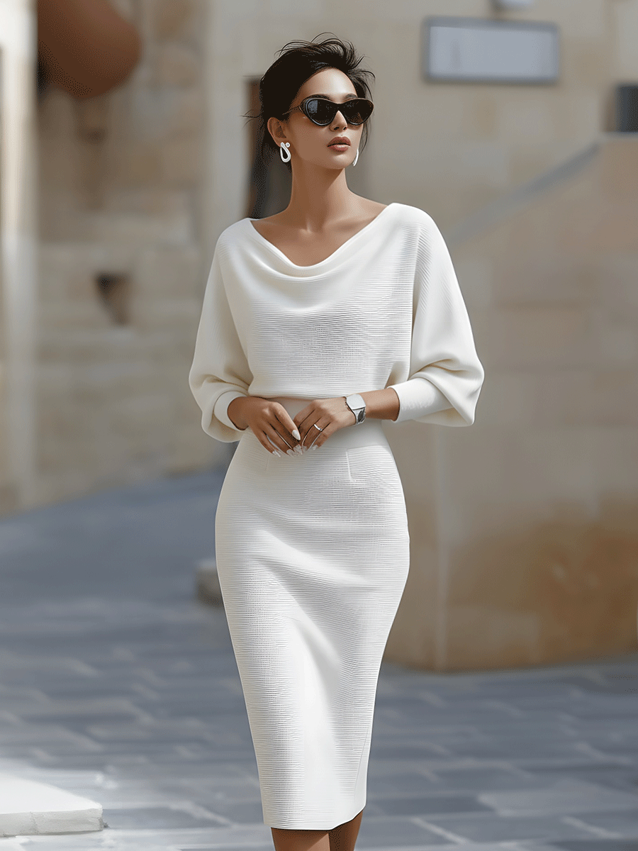 Liliana | Abito Midi con Maniche a Pipistrello