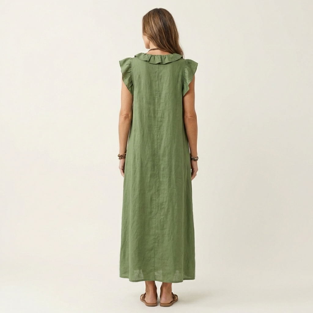 Marina | Abito lungo in lino con scollo a V