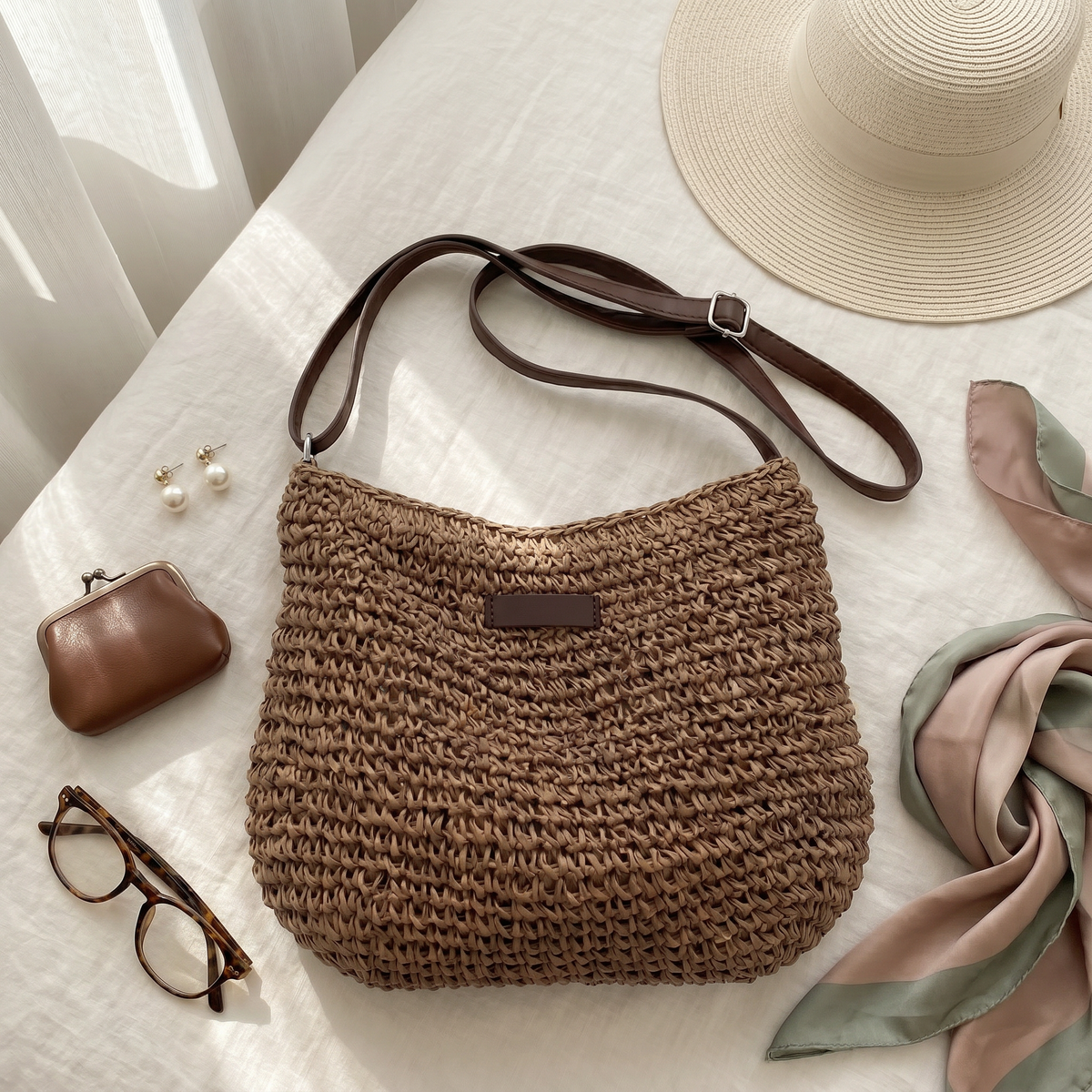 Dina | Borsa intrecciata elegante - Marrone scuro