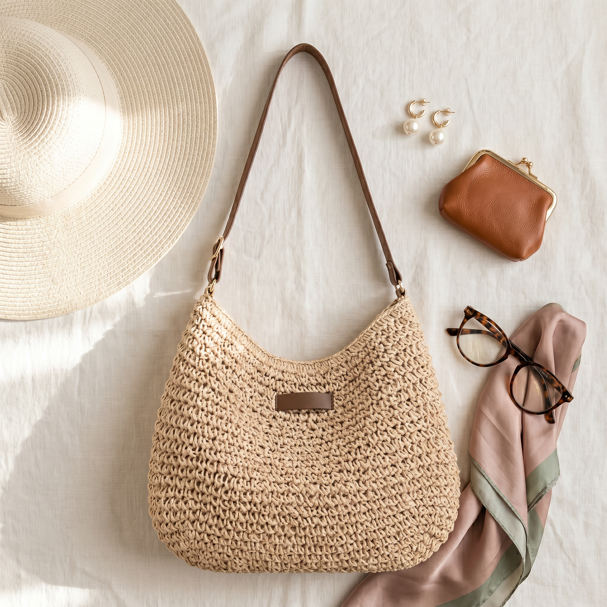 Cinzia | Elegante borsa intrecciata - Sabbia
